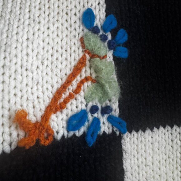 Forte Forte Black White Check Floral Sweater M - Picture 6 of 8